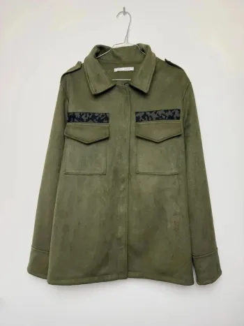 Veste effet daim kaki et léopard femme taille XL comme neuve