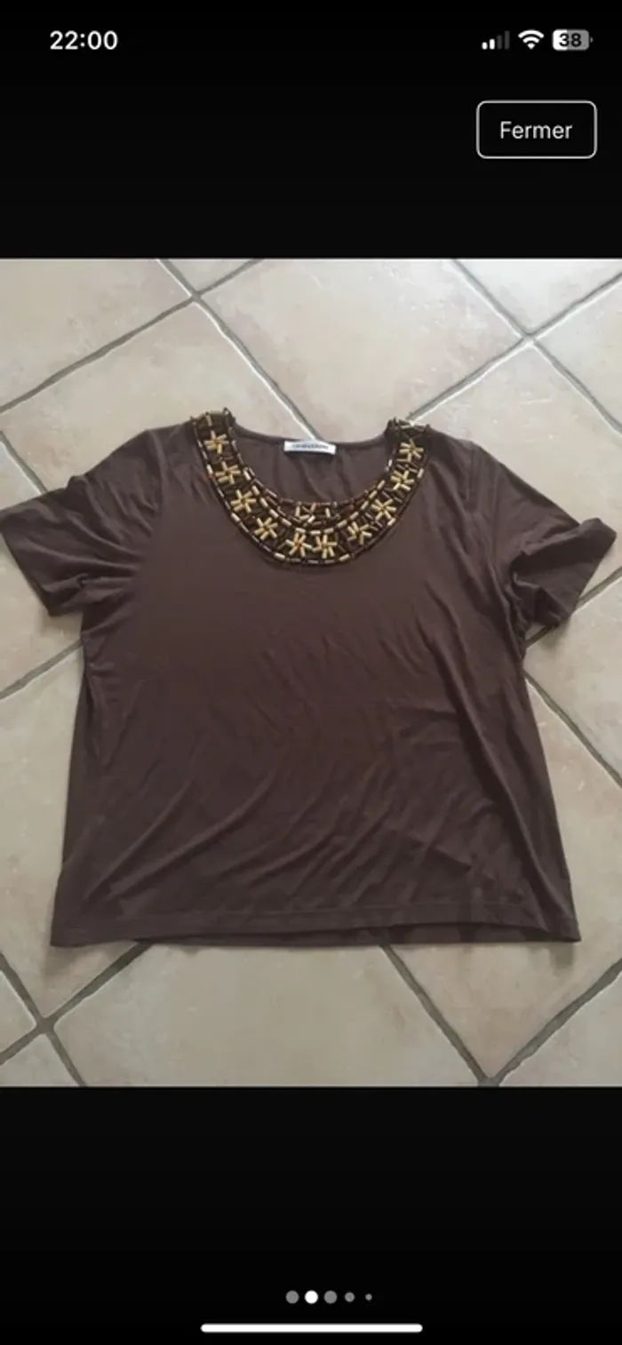 Neuf💎 Magnifique tee shirt avec perles en 42 de la boutique Christine Laure - photo numéro 3