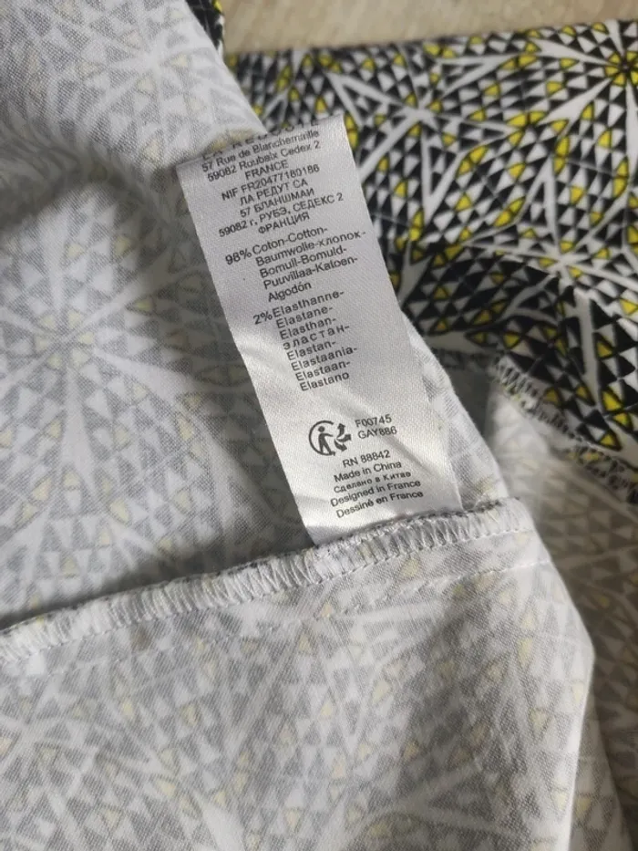 Robe mi-longue dos graphique boutonné noir jaune blanc taille 38 La Redoute neuve - photo numéro 10