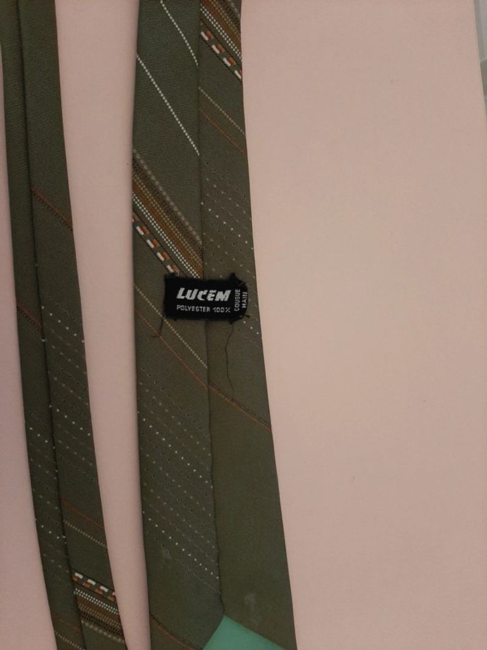 Cravate vert kaki rayée Lucem - photo numéro 3