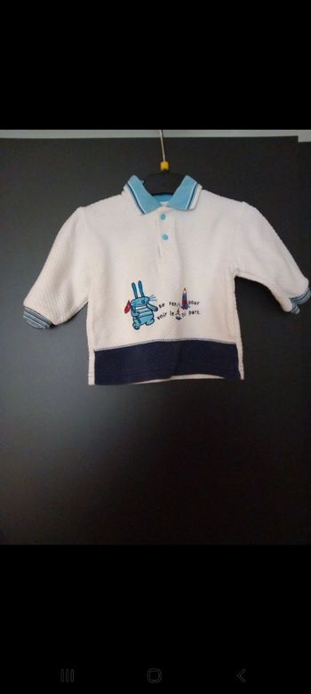 Pull epais 6mois blanc bleu