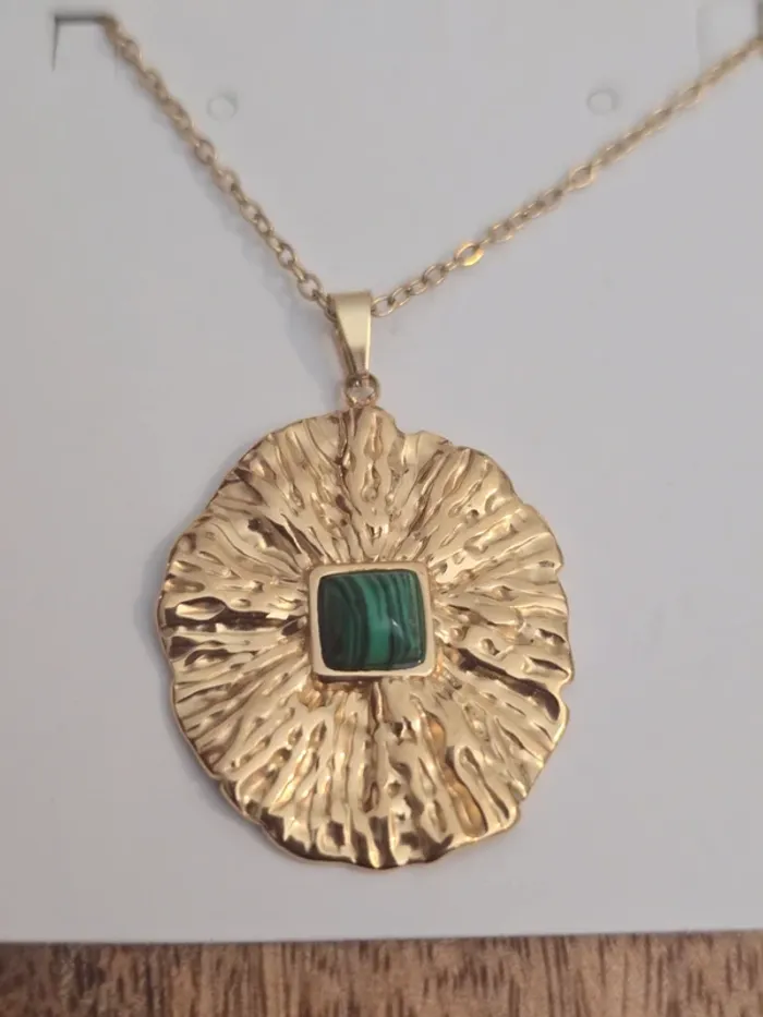Collier malachite en acier - photo numéro 2