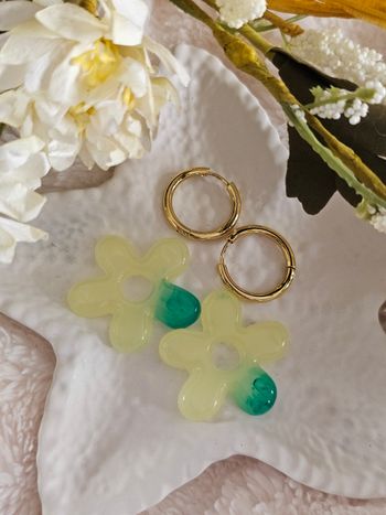 1 paire de boucles d'oreilles-pampilles interchangeables - créoles en acier inoxydable