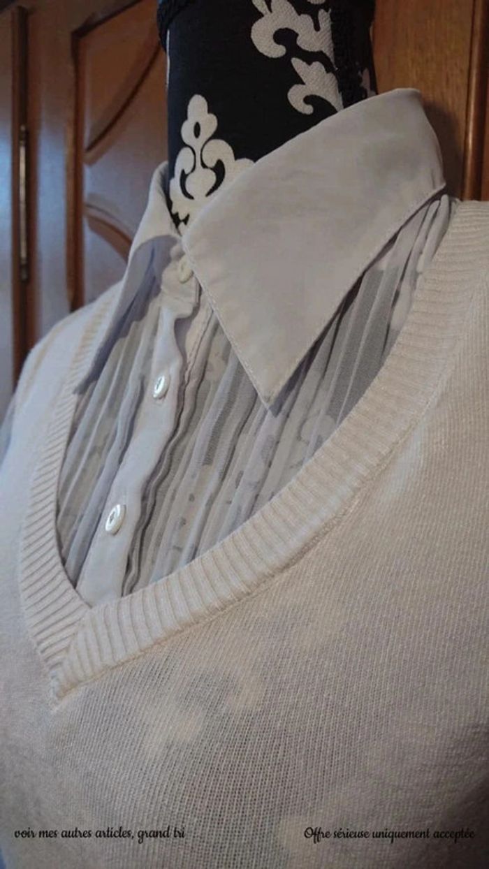 Chemise polo mi-saison Basic casual tendance blanche Joyx Collection taille 36 - photo numéro 3