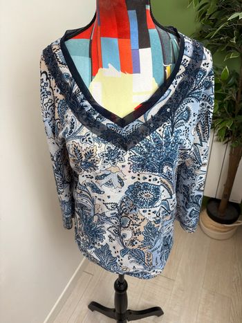 Blouse Canda | Bleu et beige | Taille 46