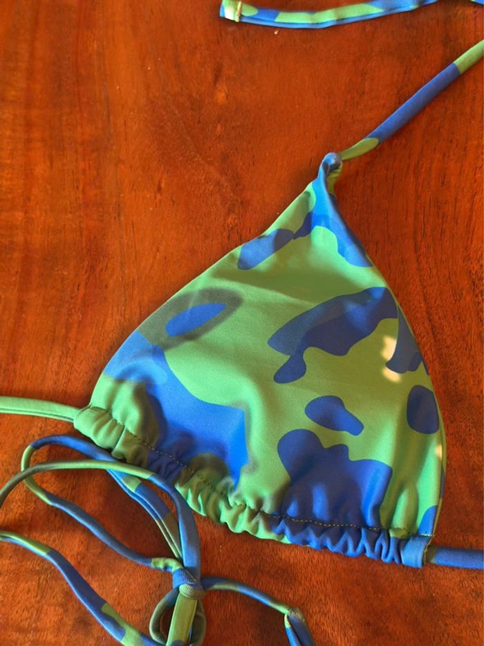 Maillot de bain 2 pièces camouflage bleu-vert – Neuf, taille S - photo numéro 7