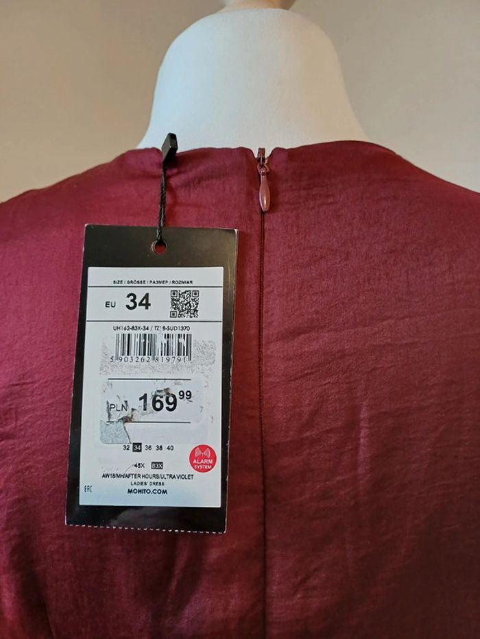 Robe Bordeaux fluide asymétrique neuve Mohito taille S 36 - photo numéro 8