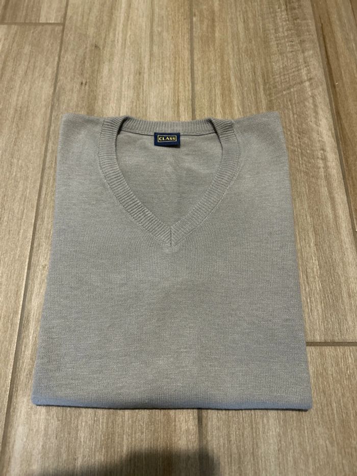 Pull gris L Blanche porte