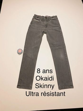 Jean gris Okaidi skinny 8 ans
