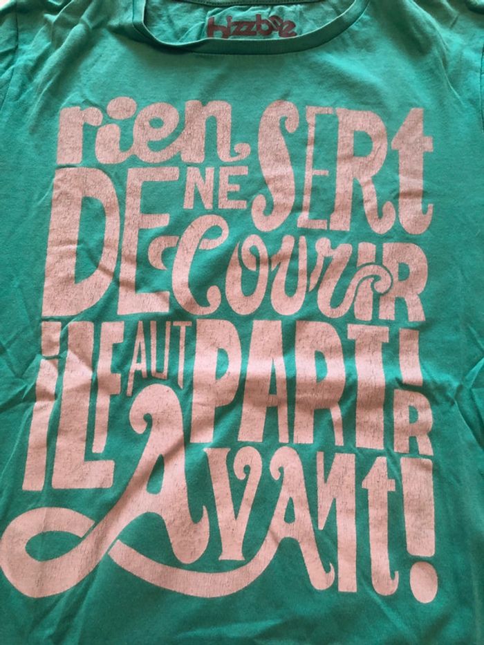 T-shirt message proverbe Bizzbee bleu vert taille S - photo numéro 2