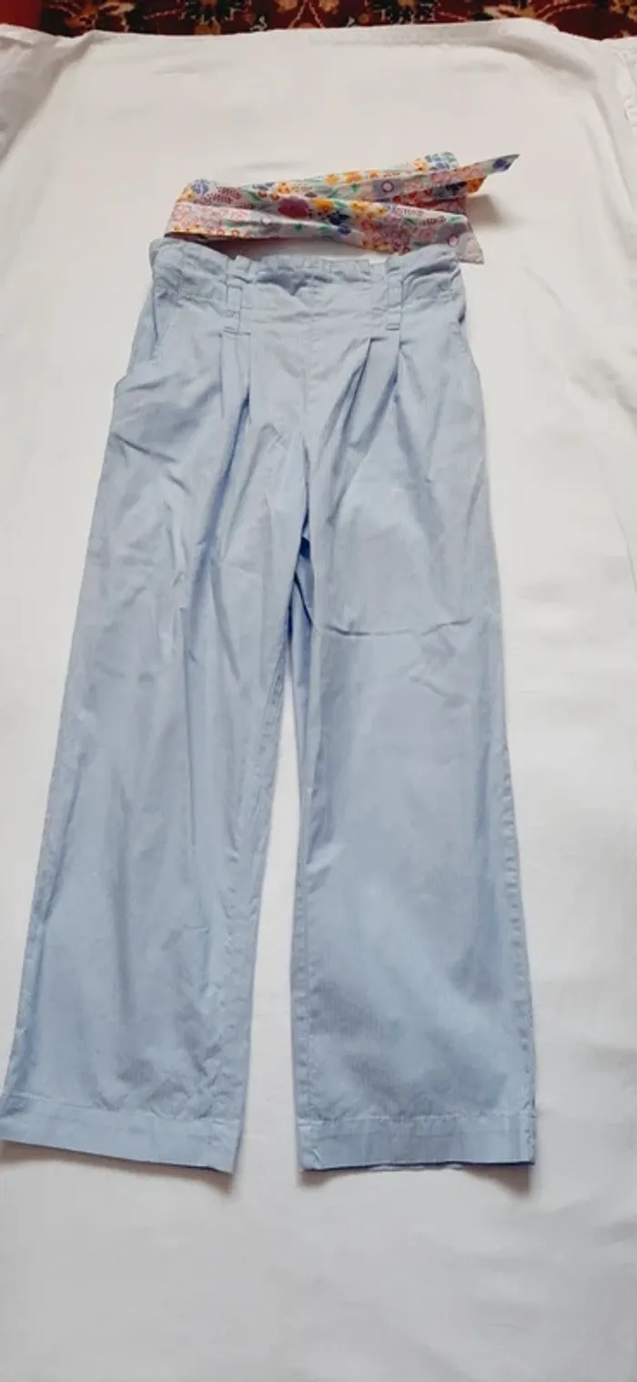 Pantalon large fille avec centure