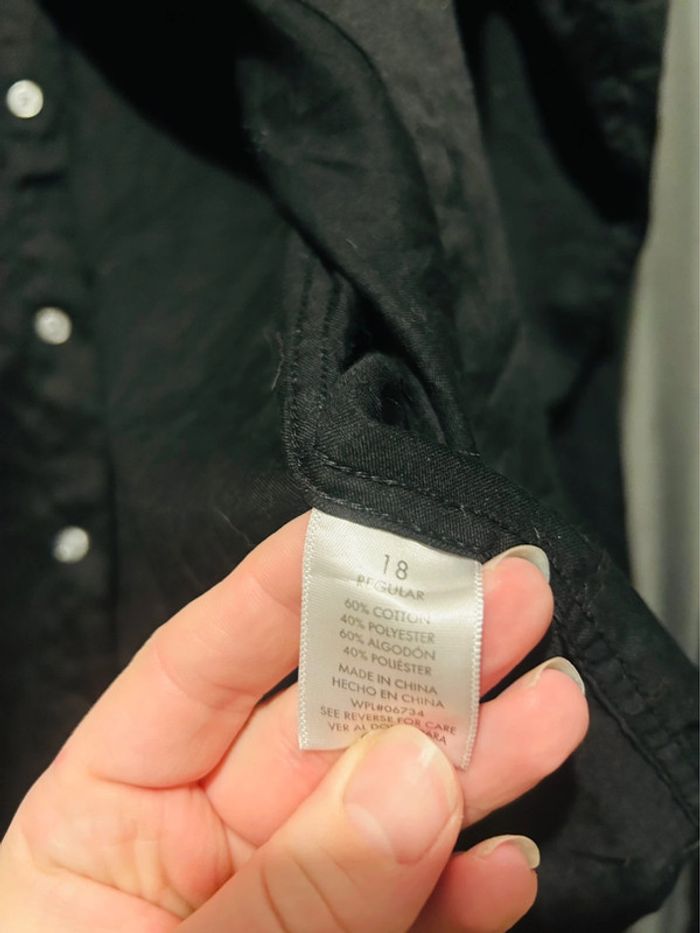 Jolie chemise noire regular 60% coton • Calvin Klein • taille 18/XS - photo numéro 3