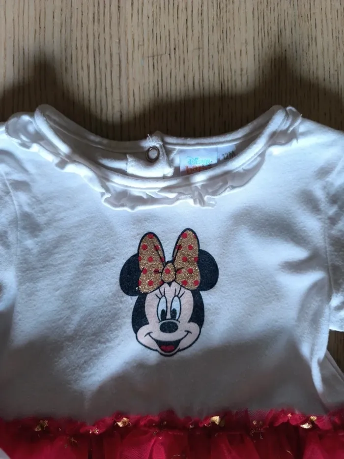🎀 Robe Minnie manches longues avec tulle, Col collerette 12 mois - photo numéro 4