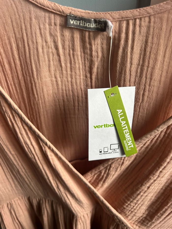 🌿 Robe grossesse / allaitement corail - gaze de coton - T42 - Neuve avec étiquette 🌿 - photo numéro 5