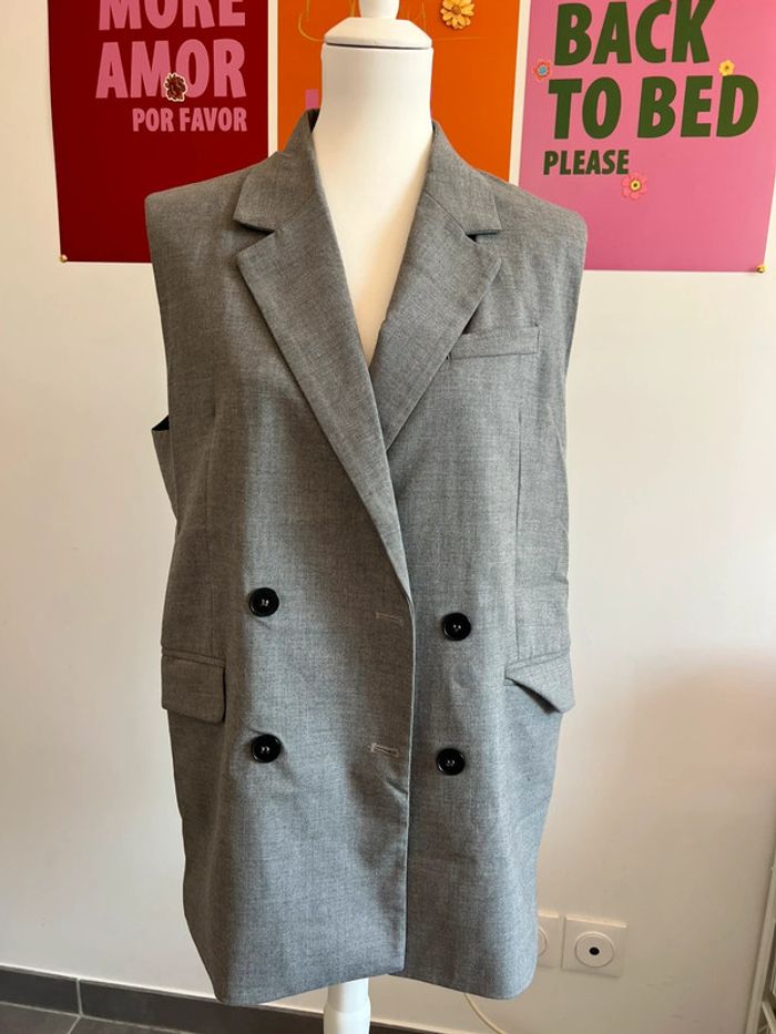 Veste Grise Sans Manches Bershka taille L