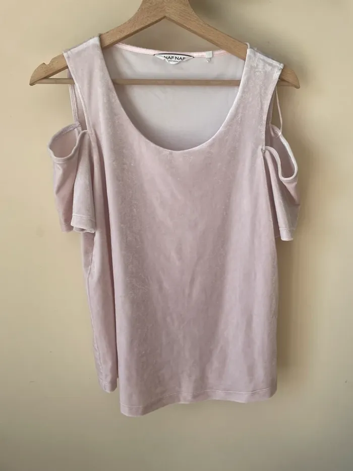 Top rose pale velours - photo numéro 5
