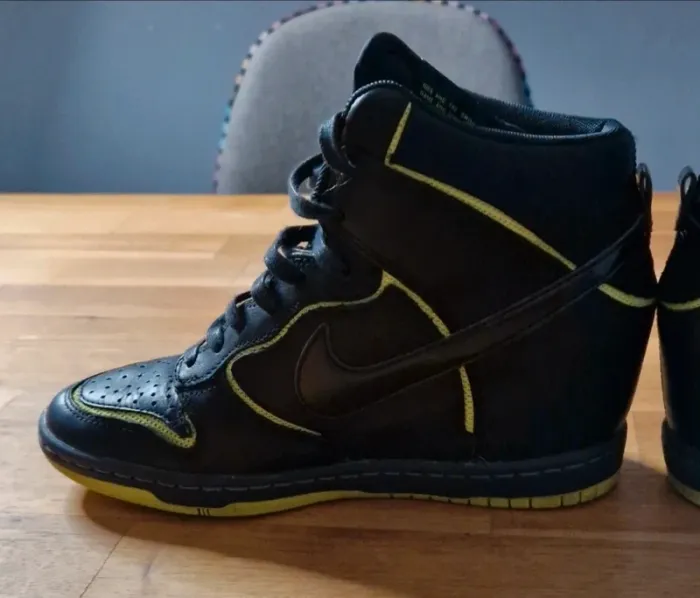 Baskets Nike dunk compensées noir et vert fluo - photo numéro 15