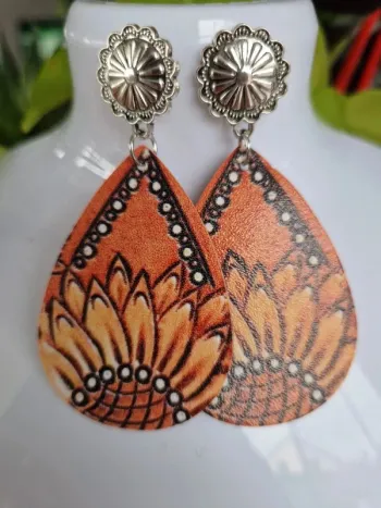 Boucles d'oreilles fantaisies souples tons orange tournesol