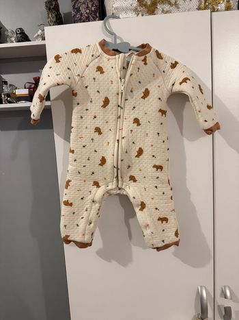 Combinaison bébé chaud motif ours écru 