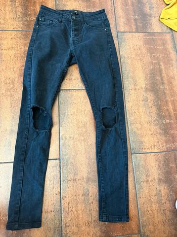 Jeans noir skinny à trou LBO idéale ado