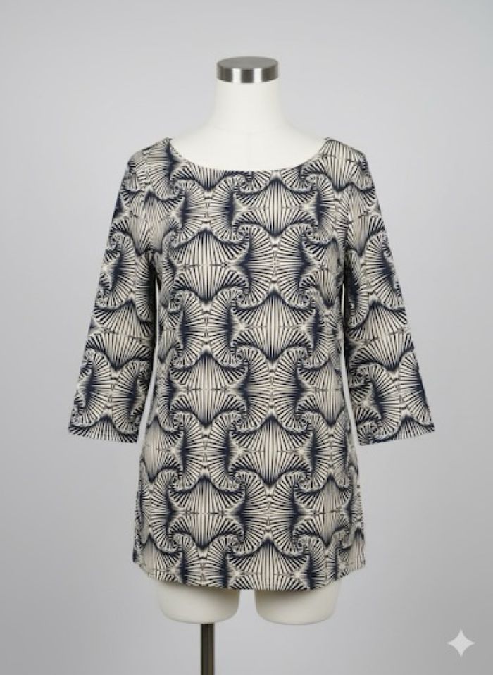 Robe graphique noire et beige – Taille S