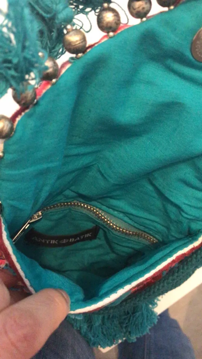Sac à main tissus éthique turquoise - photo numéro 4