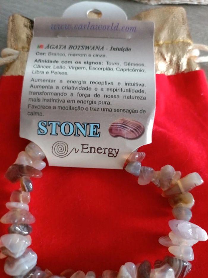 Bracelet pierre naturelle Lithotérapie Agate Botswana mixte (neuf) universelle - photo numéro 3