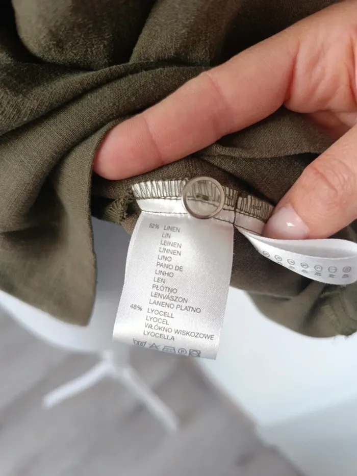 Chemise tunique kaki en lin & lyocell avec épaulettes – Canda C&A T. 40/42 - photo numéro 8