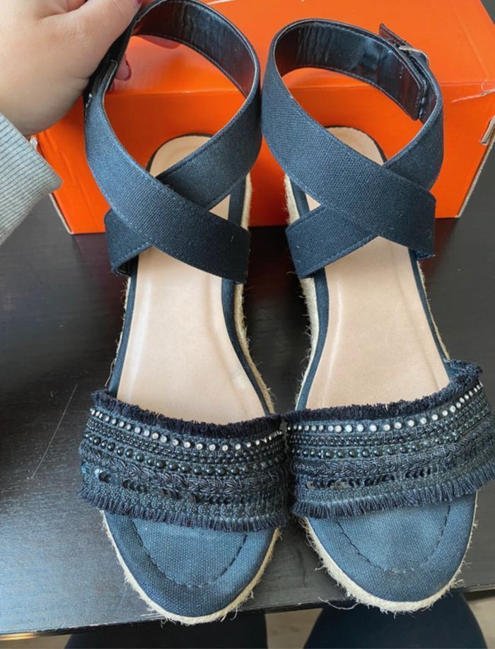 Sandales compensées noires taille 37