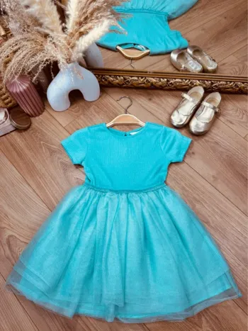 Taille 3-4 ans Robe cérémonie fille H&M bleu turquoise menthe * tulle * 🪻