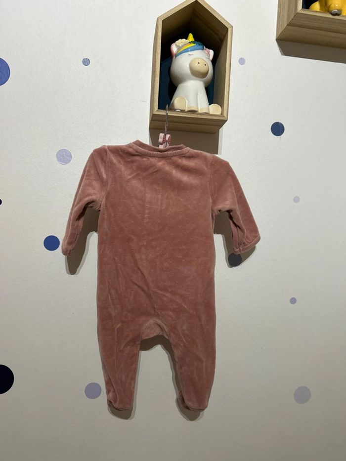 Pyjama velour zip 3 mois 56-62cm parme - photo numéro 4