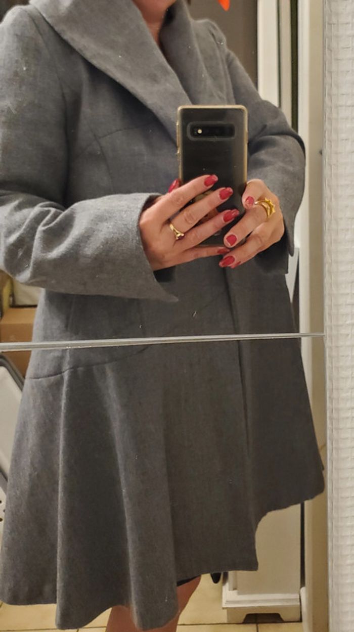 Manteau cintré évasé gris Sara Kelly T38 neuf - photo numéro 2