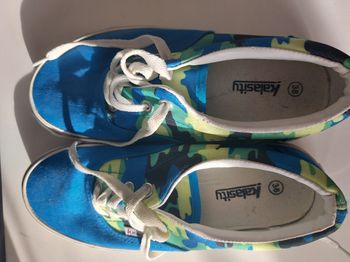 baskets bleu et verte 38