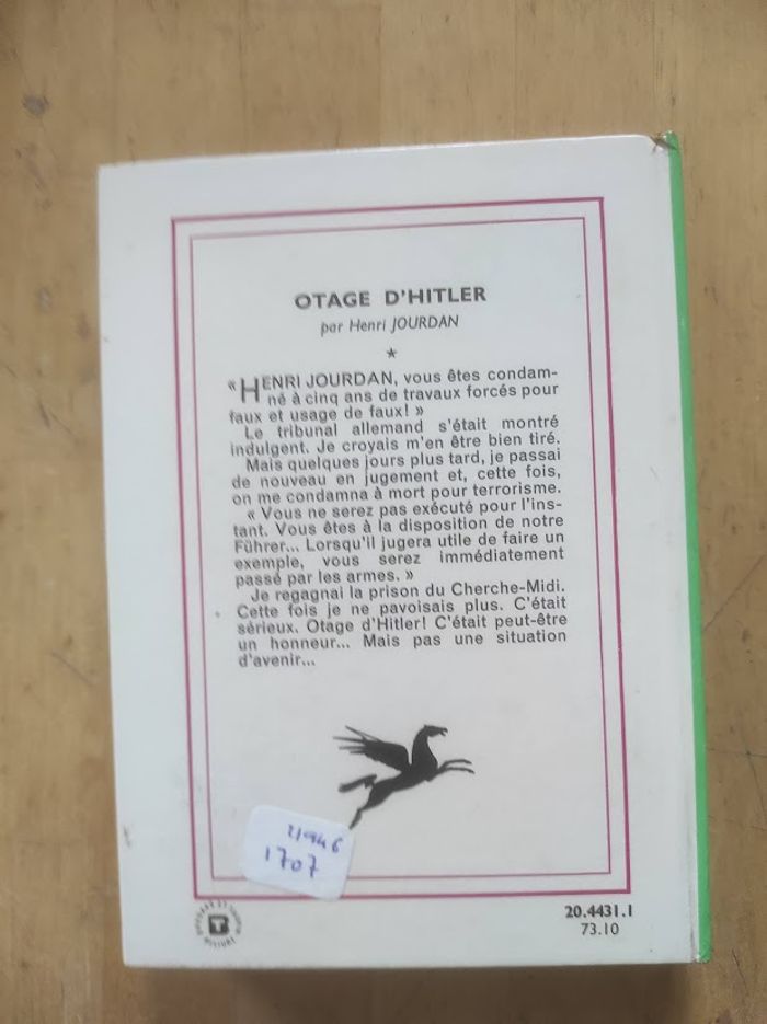 Otage d'Hitler Henri Jourdan Bibliothèque verte cartonnée 1973 - photo numéro 3