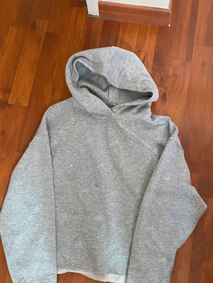 pull à capuche gris