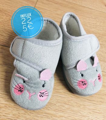 Chaussons souris grises et rose en 22