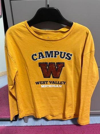 T shirt manche longue jaune fille