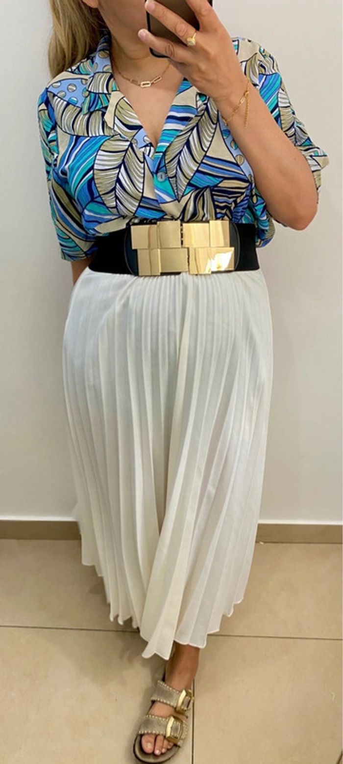 Jupe longue satinée plissée Taille M