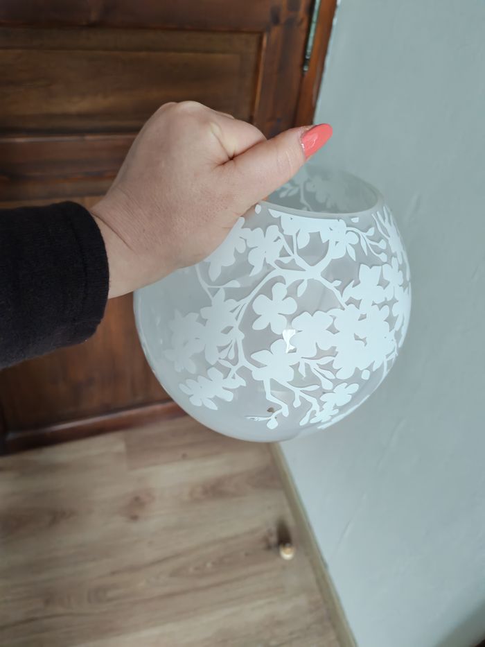 Lampe abat-jour à poser en verre transparent motifs floraux Ikea - photo numéro 2