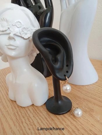 Boucles d'oreilles d'orée a perle blanche femme fêtes soirée chic mariage anniversaire