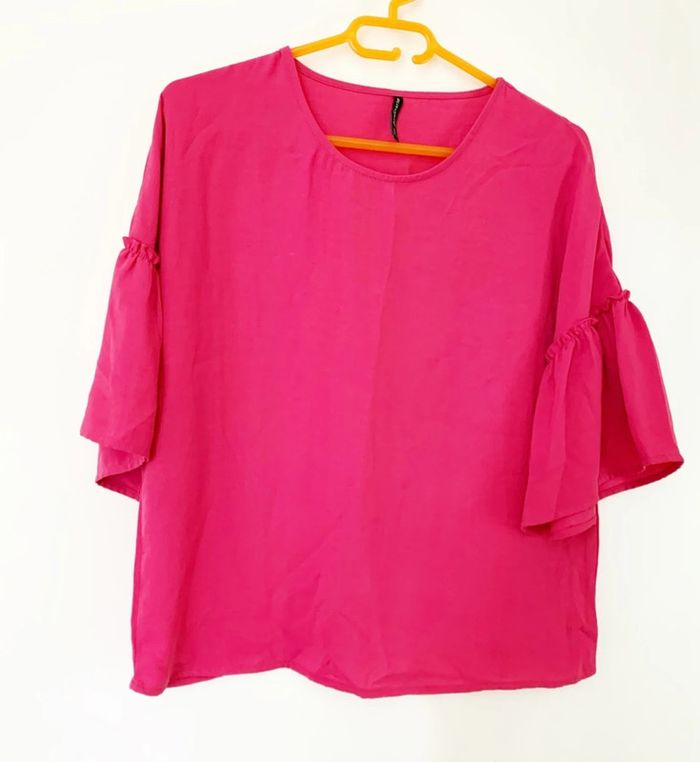 Blouse rose manches ballon - Stradivarius