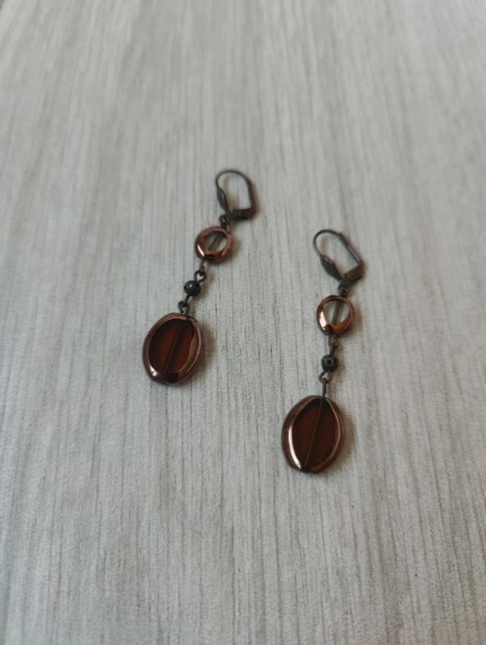 Boucles d'oreilles marron - photo numéro 2