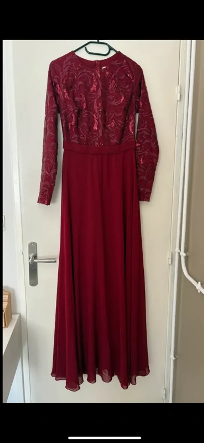 Robe longue de soirée / cérémonie rouge bordeaux taille M femme