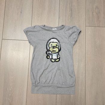 Tunique/ maillot gris avec motif à sequin. Fille 6 ans