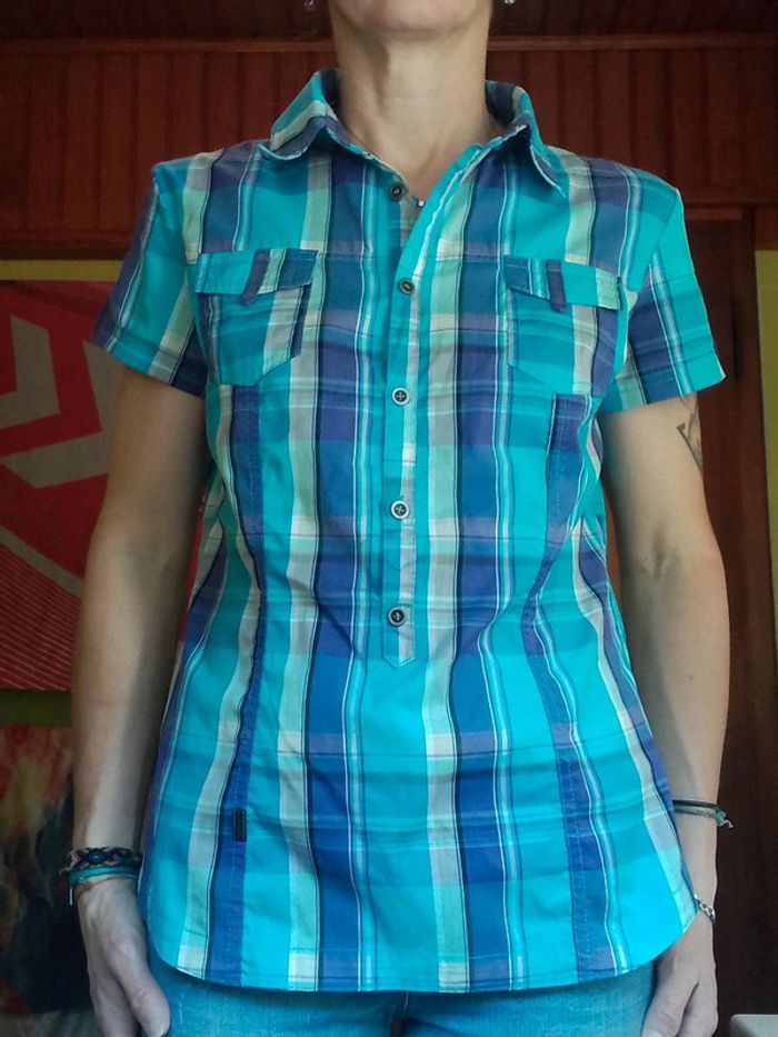 Chemisier femme à carreaux Bleu Quechua - photo numéro 3