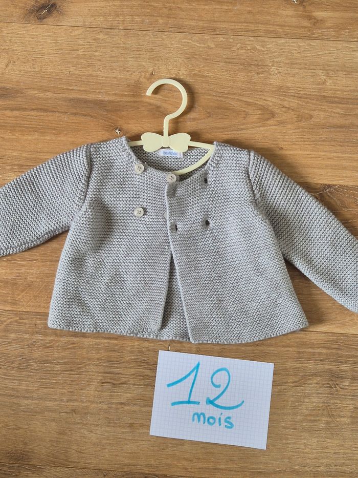Gilet en laine gris Bout'chou 12 mois 74 cm mixte - photo numéro 2