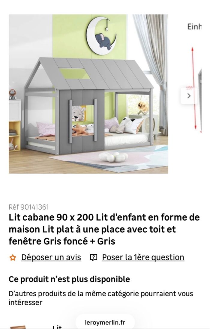 Lit cabane gris