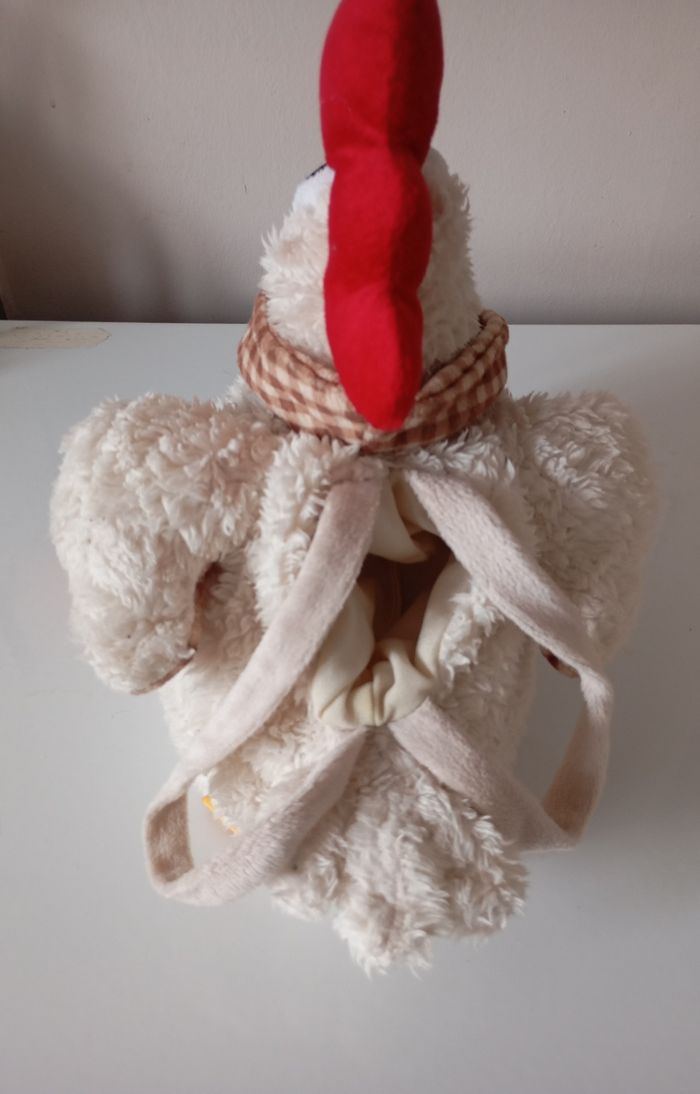 Peluche  poule  cocotte coq .  Sac avec anses . Très bon état - photo numéro 4