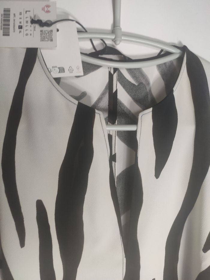 Zara top blouse chemisier zèbre L - photo numéro 2