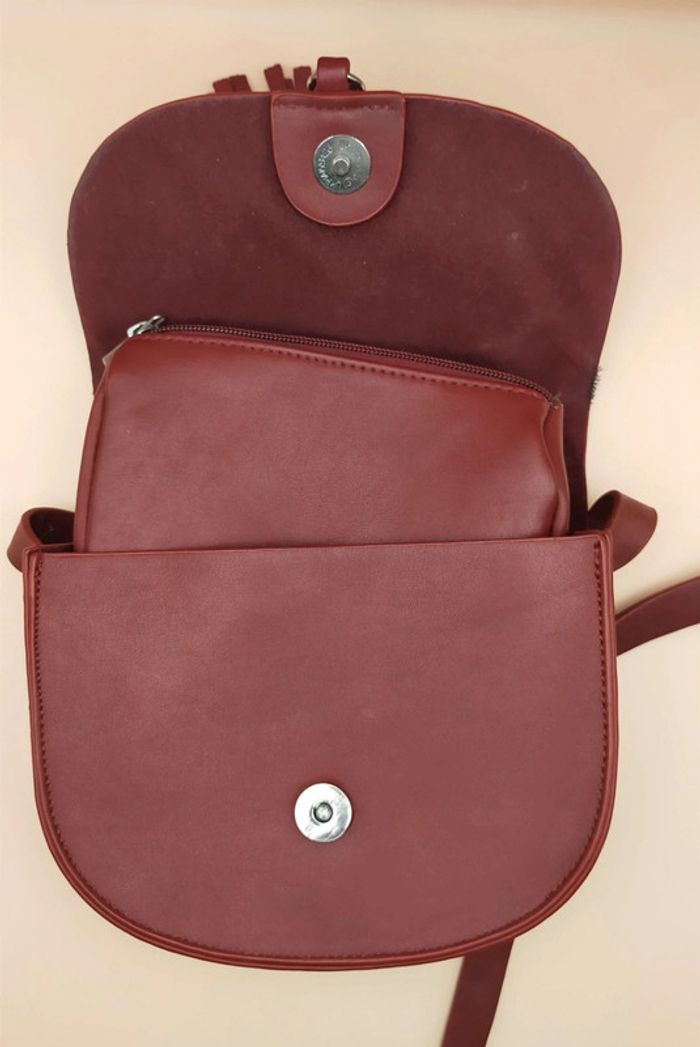 Sac à main en cuir, artisanal, bordeaux - photo numéro 11